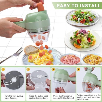 4 in 1 Portable Electric Vegetable Cutter Set